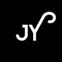 création de logo de lettre jy sur fond noir. concept de logo de lettre initiales créatives jy. conception de lettre jy. jy conception de lettre blanche sur fond noir. jy, jy logo vecteur