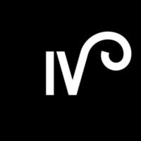 création de logo de lettre iv sur fond noir. iv concept de logo de lettre initiales créatives. conception de lettre iv. iv lettre blanche sur fond noir. logo iv, iv vecteur
