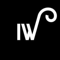 création de logo de lettre iw sur fond noir. iw concept de logo de lettre initiales créatives. conception de lettre iw. iw conception de lettre blanche sur fond noir. je, je logo vecteur
