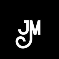 création de logo de lettre jm sur fond noir. concept de logo de lettre initiales créatives jm. conception de lettre jm. conception de lettre jm blanc sur fond noir. jm, logo jm vecteur