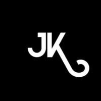 création de logo de lettre jk sur fond noir. concept de logo de lettre initiales créatives jk. conception de lettre jk. jk conception de lettre blanche sur fond noir. jk, logo jk vecteur