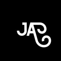 création de logo de lettre ja sur fond noir. ja concept de logo de lettre initiales créatives. conception de lettre ja. ja conception de lettre blanche sur fond noir. ja, ja logo vecteur
