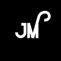 création de logo de lettre jm sur fond noir. concept de logo de lettre initiales créatives jm. conception de lettre jm. conception de lettre jm blanc sur fond noir. jm, logo jm vecteur