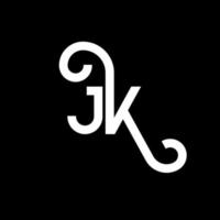 création de logo de lettre jk sur fond noir. concept de logo de lettre initiales créatives jk. conception de lettre jk. jk conception de lettre blanche sur fond noir. jk, logo jk vecteur