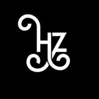 création de logo de lettre hz sur fond noir. hz concept de logo de lettre initiales créatives. conception de lettre hz. conception de lettre hz blanche sur fond noir. Hz, logo Hz vecteur