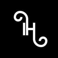 création de logo de lettre ih sur fond noir. ih concept de logo de lettre initiales créatives. ih conception de lettre. ih conception de lettre blanche sur fond noir. mon logo vecteur