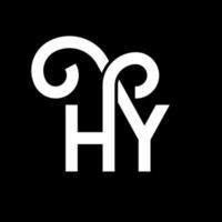 création de logo de lettre hy sur fond noir. hy concept de logo de lettre initiales créatives. hy conception de lettre. hy conception de lettre blanche sur fond noir. salut, salut logo vecteur