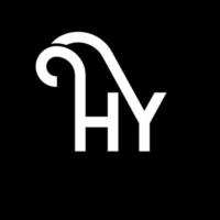 création de logo de lettre hy sur fond noir. hy concept de logo de lettre initiales créatives. hy conception de lettre. hy conception de lettre blanche sur fond noir. salut, salut logo vecteur