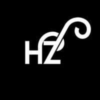 création de logo de lettre hz sur fond noir. hz concept de logo de lettre initiales créatives. conception de lettre hz. conception de lettre hz blanche sur fond noir. Hz, logo Hz vecteur
