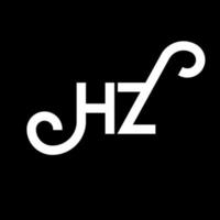 création de logo de lettre hz sur fond noir. hz concept de logo de lettre initiales créatives. conception de lettre hz. conception de lettre hz blanche sur fond noir. Hz, logo Hz vecteur