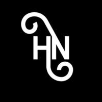 création de logo de lettre hn sur fond noir. concept de logo de lettre initiales créatives hn. conception de lettre hn. hn conception de lettre blanche sur fond noir. hn, hn logo vecteur