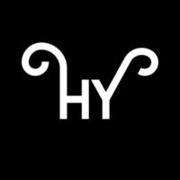 création de logo de lettre hy sur fond noir. hy concept de logo de lettre initiales créatives. hy conception de lettre. hy conception de lettre blanche sur fond noir. salut, salut logo vecteur