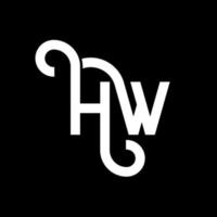 création de logo de lettre hw sur fond noir. hw concept de logo de lettre initiales créatives. conception de lettre hw. hw conception de lettre blanche sur fond noir. hw, hw logo vecteur