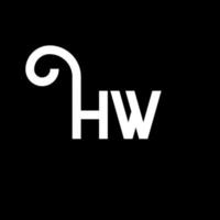 création de logo de lettre hw sur fond noir. hw concept de logo de lettre initiales créatives. conception de lettre hw. hw conception de lettre blanche sur fond noir. hw, hw logo vecteur