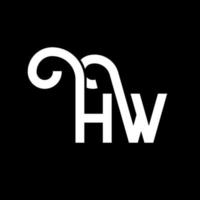 création de logo de lettre hw sur fond noir. hw concept de logo de lettre initiales créatives. conception de lettre hw. hw conception de lettre blanche sur fond noir. hw, hw logo vecteur