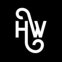 création de logo de lettre hw sur fond noir. hw concept de logo de lettre initiales créatives. conception de lettre hw. hw conception de lettre blanche sur fond noir. hw, hw logo vecteur