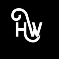 création de logo de lettre hw sur fond noir. hw concept de logo de lettre initiales créatives. conception de lettre hw. hw conception de lettre blanche sur fond noir. hw, hw logo vecteur