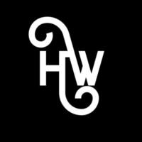 création de logo de lettre hw sur fond noir. hw concept de logo de lettre initiales créatives. conception de lettre hw. hw conception de lettre blanche sur fond noir. hw, hw logo vecteur