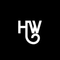 création de logo de lettre hw sur fond noir. hw concept de logo de lettre initiales créatives. conception de lettre hw. hw conception de lettre blanche sur fond noir. hw, hw logo vecteur