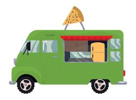 camion de nourriture de pizza italienne vecteur