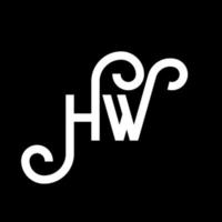 création de logo de lettre hw sur fond noir. hw concept de logo de lettre initiales créatives. conception de lettre hw. hw conception de lettre blanche sur fond noir. hw, hw logo vecteur