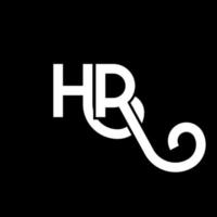 création de logo de lettre hr sur fond noir. concept de logo de lettre initiales créatives hr. conception de lettre rh. conception de lettre blanche hr sur fond noir. rh, logo rh vecteur