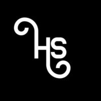 création de logo de lettre hs sur fond noir. concept de logo de lettre initiales créatives hs. conception de lettre hs. conception de lettre hs blanche sur fond noir. hs, logo hs vecteur