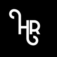 création de logo de lettre hr sur fond noir. concept de logo de lettre initiales créatives hr. conception de lettre rh. conception de lettre blanche hr sur fond noir. rh, logo rh vecteur