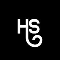 création de logo de lettre hs sur fond noir. concept de logo de lettre initiales créatives hs. conception de lettre hs. conception de lettre hs blanche sur fond noir. hs, logo hs vecteur