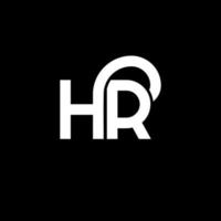 création de logo de lettre hr sur fond noir. concept de logo de lettre initiales créatives hr. conception de lettre rh. conception de lettre blanche hr sur fond noir. rh, logo rh vecteur