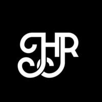 création de logo de lettre hr sur fond noir. concept de logo de lettre initiales créatives hr. conception de lettre rh. conception de lettre blanche hr sur fond noir. rh, logo rh vecteur