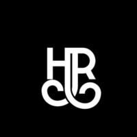 création de logo de lettre hr sur fond noir. concept de logo de lettre initiales créatives hr. conception de lettre rh. conception de lettre blanche hr sur fond noir. rh, logo rh vecteur