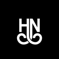 création de logo de lettre hn sur fond noir. concept de logo de lettre initiales créatives hn. conception de lettre hn. hn conception de lettre blanche sur fond noir. hn, hn logo vecteur