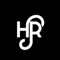 création de logo de lettre hr sur fond noir. concept de logo de lettre initiales créatives hr. conception de lettre rh. conception de lettre blanche hr sur fond noir. rh, logo rh vecteur