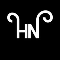 création de logo de lettre hn sur fond noir. concept de logo de lettre initiales créatives hn. conception de lettre hn. hn conception de lettre blanche sur fond noir. hn, hn logo vecteur