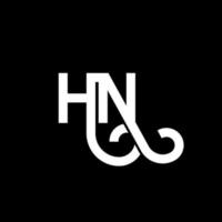 création de logo de lettre hn sur fond noir. concept de logo de lettre initiales créatives hn. conception de lettre hn. hn conception de lettre blanche sur fond noir. hn, hn logo vecteur