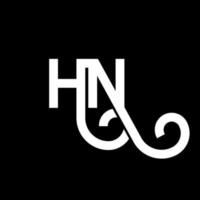 création de logo de lettre hn sur fond noir. concept de logo de lettre initiales créatives hn. conception de lettre hn. hn conception de lettre blanche sur fond noir. hn, hn logo vecteur