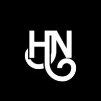 création de logo de lettre hn sur fond noir. concept de logo de lettre initiales créatives hn. conception de lettre hn. hn conception de lettre blanche sur fond noir. hn, hn logo vecteur