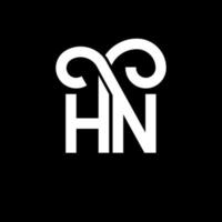 création de logo de lettre hn sur fond noir. concept de logo de lettre initiales créatives hn. conception de lettre hn. hn conception de lettre blanche sur fond noir. hn, hn logo vecteur