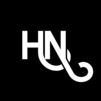 création de logo de lettre hn sur fond noir. concept de logo de lettre initiales créatives hn. conception de lettre hn. hn conception de lettre blanche sur fond noir. hn, hn logo vecteur