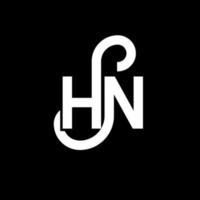 création de logo de lettre hn sur fond noir. concept de logo de lettre initiales créatives hn. conception de lettre hn. hn conception de lettre blanche sur fond noir. hn, hn logo vecteur