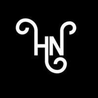 création de logo de lettre hn sur fond noir. concept de logo de lettre initiales créatives hn. conception de lettre hn. hn conception de lettre blanche sur fond noir. hn, hn logo vecteur