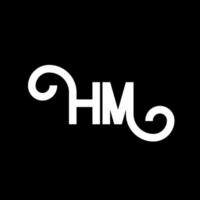 création de logo de lettre hm sur fond noir. concept de logo de lettre initiales créatives hm. conception de lettre hm. conception de lettre blanche hm sur fond noir. hum, hum logo vecteur