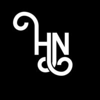 création de logo de lettre hn sur fond noir. concept de logo de lettre initiales créatives hn. conception de lettre hn. hn conception de lettre blanche sur fond noir. hn, hn logo vecteur