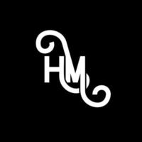 création de logo de lettre hm sur fond noir. concept de logo de lettre initiales créatives hm. conception de lettre hm. conception de lettre blanche hm sur fond noir. hum, hum logo vecteur