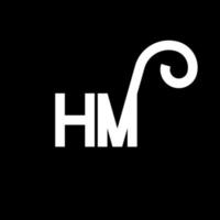 création de logo de lettre hm sur fond noir. concept de logo de lettre initiales créatives hm. conception de lettre hm. conception de lettre blanche hm sur fond noir. hum, hum logo vecteur