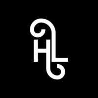 création de logo de lettre hl sur fond noir. concept de logo de lettre initiales créatives hl. conception de lettre hl. hl lettre blanche sur fond noir. hl, logo hl vecteur