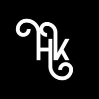 création de logo de lettre hk sur fond noir. hk concept de logo de lettre initiales créatives. conception de lettre hh. conception de lettre hk blanche sur fond noir. hk, hk logo vecteur