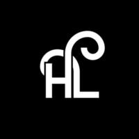 création de logo de lettre hl sur fond noir. concept de logo de lettre initiales créatives hl. conception de lettre hl. hl lettre blanche sur fond noir. hl, logo hl vecteur