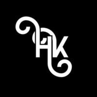 création de logo de lettre hk sur fond noir. hk concept de logo de lettre initiales créatives. conception de lettre hh. conception de lettre hk blanche sur fond noir. hk, hk logo vecteur